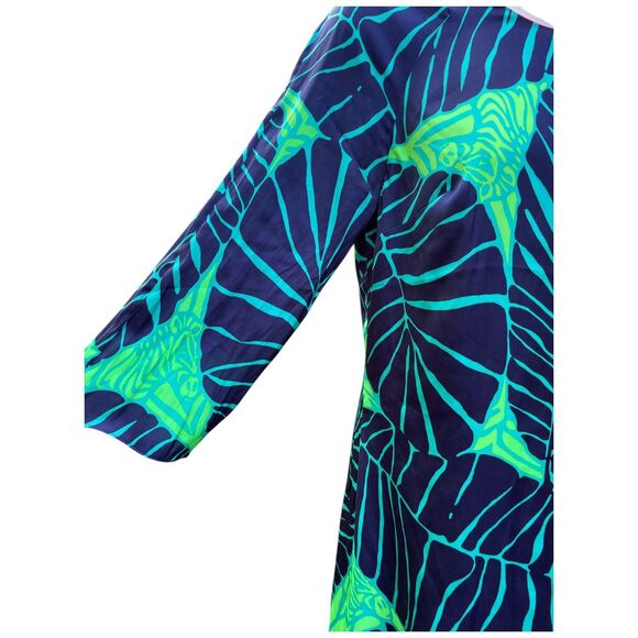 Lilly Pulitzer Carol Shift Dress 3/4 Sleeve Under the Palms Green Navy Print 0 - Picture 6 of 15